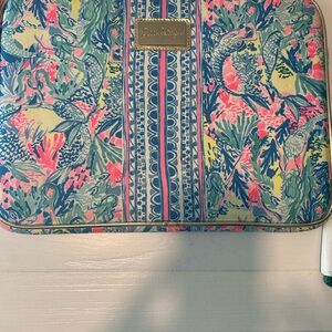 Colorful Lilly Pulitzer Tropical Print Laptop Case with Gold Logo Plate